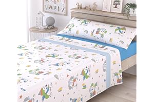 Victorio & Lucchino – Sábanas Infantiles de Coralina con Estampado de Pingüinos | Juego de 3 Piezas | Cálidas, Suaves y Aterciopeladas (Celeste Nuevo, Cama 90cm)