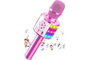 MICQUTR Microphone Enfant, Micro Karaoké sans Fil Bluetooth pour Cadeau Anniversaire Fille 4 5 6 7 8 9 Ans Garcon Chanter Jouet Karaoke Enfant 3-12 Ans Noël Cadeau
