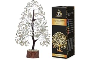 FASHIONZAADI Green Jade Gemstone Tree For Feng Shui Bonsai Reiki Healing Crystals Money Trees Chakra Balancing Stone Good Luck Crystal Home Decoration Table showpiece size 10-12 inch (Silver Wire)