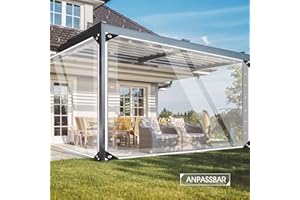 FoundGo Bâche Transparente avec Œillets 420g/m²PVC, Taille Personnalisable Jusqu'à 10 x 10 mètres, avec Corde Fixe, Mobilier de Jardin Plante Serre Imperméable à la Pluie