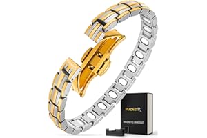 ‎MAGNETRX MagnetRX EllipseMAX Magnetarmband Damen – 5-fache Stärke, 5.000 Gauß Magnet Armband Damen aus Titan Schmuck, entworfen in den USA, zum Patent angemeldet, verstellbar (Silber/Gold)
