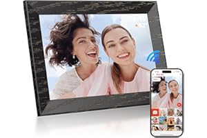 ByyBuo 10,1 Pouces WiFi Digital Photo Frame, 1280 x 800 IPS Tacth Screen Digital Image Frame, 16G Noix de Noix, Partager des Photos ou des vid¨¦os Via l'application Frameo