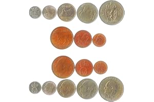 HOBBY OF KINGS Conjunto de 8 Monedas de Noruega. 5 minerales - 5 Coronas. 1958-1973. Dinero Noruego Antiguo