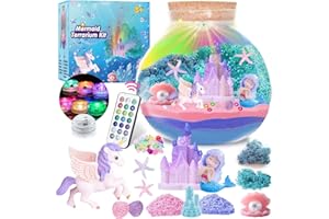 NEUFOOD Meerjungfrau Einhorn Geschenke für Mädchen, Einhorn Terrarium Set Spielzeug für Kinder, Geschenke für Mädchen Alter 5 6 7 8 9 10 11 12 Jahre, DIY Kinder Nachtlicht, Weihnachten Bastelset für Kinder