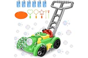 Herefun Tondeuse à Bulles Enfant, Machine à Bulles Automatique, Soufflante à Bulles Automatique Alimentée par Pile, Tondeuse à Gazon Jouet pour Activités en Plein Air Enfant (Vert)
