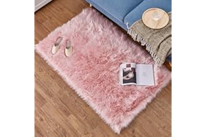 YDFYX Faux Pelliccia di Agnello di Pecora Tappeto,Pelliccia Sintetica Tappeto Vello di Pecora, per Soggiorno, Lunga Pelliccia Morbida, soffice, Tappetino per Il Letto, Divano (Rosa, 60 x 90cm)