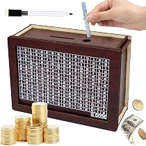 Tirelire En Bois Ysimple Avec Compteur - 7 Objectifs D'Épargne - Stylo Effaçable - Éducative Pour Enfants