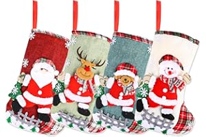 AKONE Juego de calcetines de Papá Noel, 2024, botas de Papá Noel para rellenar, calcetines de Navidad para colgar, calcetines de Papá Noel, decoración navideña para chimenea y árbol de Navidad (4 unidades)