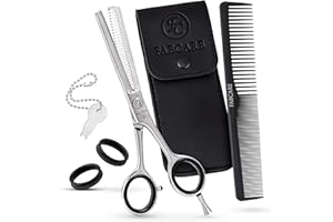 FABCARE Profesjonalne nożyczki do degażowania jednostronne, z grzebieniem i etui – Nożyczki do cieniowania z precyzyjną regulacją śrubą naprężającą – 5,5 cala – Super ostre nożyczki modelujące z wysokowytrzymałej stali nierdzewnej – Fryzjerskie degażówki do włosów