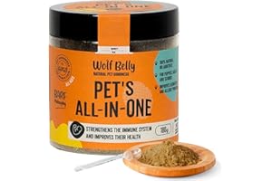WOLF BELLY NATURAL PET GOODNESS Wolf Belly - 8 in 1 Multivitaminico Cane 100% Naturale (180 g) Integratore 15 Vitamine e Minerali in Polvere, Ideale per Cuccioli e Animali Scarsa Vitalità, Supporta Sistema Immunitario - Prodotto UE