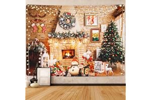 Alishomtll Dywan ścienny, Boże Narodzenie, chusta na ścianę, ozdoba ścienna, Aesthetic choinka, kominek, prezent, gobelin, dekoracja ścienna, do sypialni, salonu, mieszkania, 150 x 130 cm