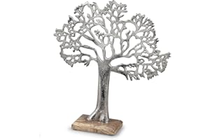 Formano Aluminiowe Drzewo Życia na stojaku z drewna mango 34 cm.