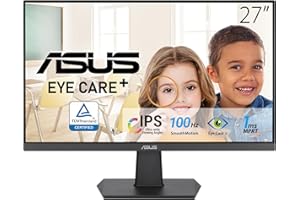 ‎ASUS ASUS Eye Care VA27EHF - 27 Zoll Full HD Monitor - Rahmenlos, Flicker-Free, Blaulichtfilter, Adaptive-Sync - 1ms MPRT, 100 Hz, 16:9 IPS Panel, 1920x1080 - HDMI