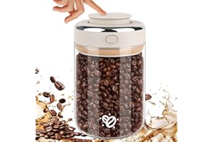 Ezvsevuo Bote Café Hermético, 1100ml Bote para Café Bidón de café Airtight Lata de Cafe Válvula de CO2 y Fecha para Cafe Molido y Granos para Grano, Té y Nueces, Tarros Cristal con Tapa
