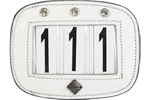 LeMieux Diamante Saddle Pad Number Holder in White - Durable Leather Material - Attaches Easily with a Strong Fixing Pin - One Size