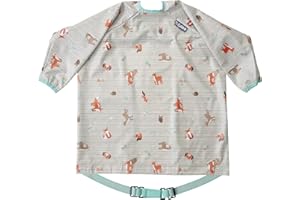 BIBaDO Coverall Weaning Bib - Toddler Baby Long Sleeve Bibs for Ages 6-36 Months Attaches to Highchairs Pushchairs Tables - Waterproof Machine Washable. Mess Proof Feeding BLW Bibs