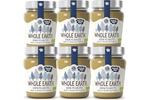 Whole Earth Crema di Arachidi Cremosa, Crema Spalmabile 100% Arachidi Biologiche, Fonte Naturale di Proteine Vegetali, Senza Glutine, Senza Olio di Palma, Vegan, Confezione da 6 Barattoli da 227g