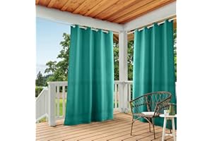 TOWN & COUNTRY BASICS Exclusive Home Curtains EH7999-03 2-84G Indoor/Outdoor Solid Cabana Grommet Top Window Curtain Panel, Polyester, Teal, 54x84