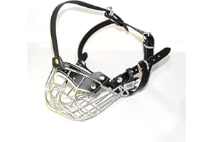 L&J Pets Uk Metallkorb-Maulkorb für Französische Bulldogge, Korbmaulkorb für Frenchies, starker Metallmaulkorb (silberfarben/schwarzes Leder, B1 Frenchi)