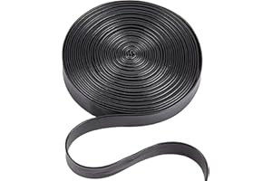 GORGECRAFT 5 m Bandes de Cuir Repliables Sangle en Similicuir 15 mm de Large Ruban de Coupe en Cuir Noir Lychee Grainé Imitation Cordon en Cuir Plat pour Bricolage Couture Couture Ourlet Artisanat