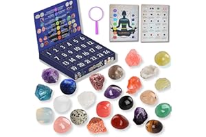 GEMTOY Crystal Advent Calendar 2025, 24 Days of Natural Gemstone Crystals Stone Minerals Fossils Christmas Countdown Calendar, Rock Collection Advent Calendars Xmas Gift for Girls Boys Women Men Adult