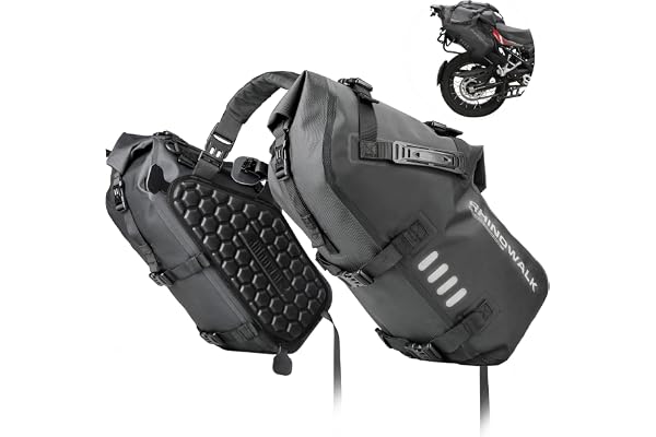 Rhinowalk Sacoche de Selle de Moto 28 l (14 l x 2) étanche pour Moteur - Sacoche latérale - Sacoche arrière