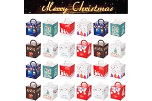 GWHOLE Boites Cadeau Noël 24 Boite Noel a Remplir Calendrier de l'Avent Vide Emballage Cadeau Noel pour Petits Cadeaux de Table Noël Pomme Fruit Chocolat Bonbons Biscuits - 10 x 9 x 9 cm