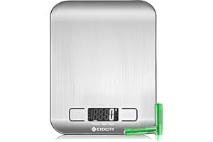 ETEKCITY Bilancia da cucina digitale elettronica da 5 kg con grande display LCD, bilancia da cucina ultra sottile, in acciaio inox, misurazione dei liquidi, alta precisione fino a 1 g, funzione tara