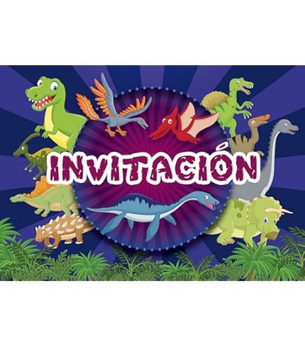 10 Invitations En Espagnol « Dinosaure » : Lot De 10 Invitations Pour
