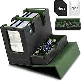 TiMOVO Deck Commander MTG Box for TCG CCG Magic Cards, Black + Green | Commander Display &amp; Dice Tray, Fits 400+ Cards Without