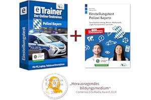 Einstellungstest Polizei Bayern Kombipaket: Online-Testtrainer + Buch | Über 3.000 Aufgaben mit allen Lösungswegen | Sprachbeherrschung, Wissen, Mathematik, Logik, Konzentration und mehr