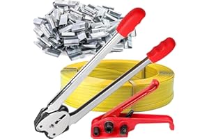 ANMAS BOX Packaging strapping kit, PET/PP manual strapping tools,strapping tensioner+ strapping sealer+ 100m packing belt+ 50pc pallet strapping clips, strapping banding kit for 1/2-3/4" PET/PP strapping belt