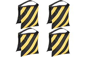 Fasmov 4 Pack Photographic Sandbag Heavy Duty Sand Bag Empty Weight Bags for Light Stands, Boom Stand, Tripod (Yellow)