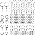 120 PCS Key Ring Making Tools, DIY Key Chain Lobster Clasps, Key Chain Rings with Chains, Open Jump Rings and Screw Eye Pins Silver