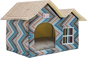 Sport Tent Faltbares Hundebett Hundehaus Hundehöhle Hundekissen Waschbares Haustierbett Hundehütte mit herausnehmbarer Matte Kissen, Doppeldach Zwinger für Hunde, Katzen Katzenhöhle Katzenhaus (Blau)