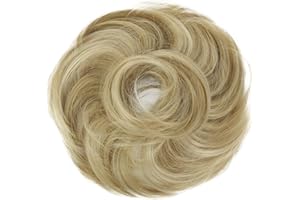 ‎CAISHA CAISHA Haargummi Bella Hochsteckfrisuren Haarteil Hochzeitfrisuren Voluminös Leicht Gewellt Hitzebeständige Kunstfaser DM17cm Blond Mix G37B
