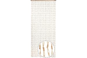 ‎KOBOLO Kobolo Türvorhang Circles, Papiervorhang, 90x200 cm, 36 Stränge, beige, Fliegenvorhang aus Naturmaterial in Bastoptik, dekorativ & natürlich für Tür, Balkon, Terrasse & Innenbereich