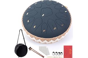 LOMUTY Steel Tongue Drum C Maggiore, 12 Pollici 30 cm 15 Note Handpan, Tamburo Lingua Acciaio per la Guarigione attraverso il Suono, Meditazione, Yoga, Rain Drum come Regalo, Blu Scuro