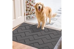 Biscpro Tapis de Porte Paillasson 60x90cm Interieur et Extérieur Antidérapant Absorbant, Facile à Nettoyer, Chambre, Cuisine, Couloir -Gris