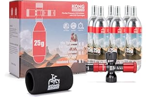 KONG MING CAR Cartouches de CO2 filetées, Cartouches de CO2 16g/25g avec Connexion filetée pour Tous Les gonfleurs de pneus de vélo CO2, Pompe à CO2 pour vélos de Route et de Montagne