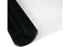 Garmix Grillage Volière & Cage Oiseaux noir | Fil de Volière Maillage 25x25mm (100cm x 10m x 1,20mm)