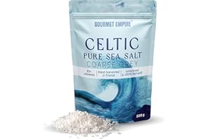 GOURMET EMPIRE Celtic Sea Salt Organic – 500g Pure Unrefined Hand-Harvested in France – 82 Minerals Crystal in Ziplock Foil Packaging – Non-GMO, No Additives – Authentic