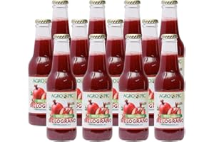 Agropic Succo di Melograno 100%, 12 bottiglie da 200 ml di puro succo di melograno senza zuccheri aggiunti, senza conservanti, Made in Italy