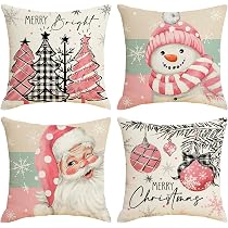 Lot De 4 Housses De Coussin Noël 40x40cm – Motif Bonhomme Pain D'épice, Peluche Douce, Fermeture Zip, Lavable, Déco Salon Chambre