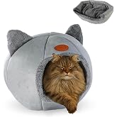Mobiclinic&reg; Pet Bed for Cats, Cave Nest, Hellocatty, Soft Fabric, Machine Washable, Easy to Fold and Store, Non-Slip, Removab