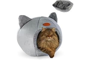 Mobiclinic® Pets, Cama para Gatos, Cueva Nido, Hellocatty, Tejido Suave, Apto Lavadora, Fácil de Plegar y almacenar, Antideslizante, Cojín Confortable extraíble, Esponja 25d, Diseño Moderno