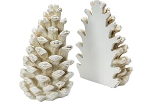 Creative Co-Op Resin Pinecone Bookends, Antique White