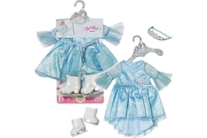 BABY born Eisprinzessin 43cm, Eisprinzessinen-Kleid mit Schlittschuhen und Tiara für 43 cm Puppen, 836095 Zapf Creation