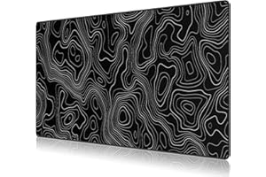 JIALONG Gaming Mouse Pad, Large Desk Pad, Office Desk Mat with Anti-slip Base, Anti-wear Personalized Design, Mousepad with Black Topographic 35.4 x 15.7 inches
