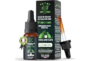 Artisam Huile de Graines de Chanvre Sativa 2% 6000 MG 30 ML | Made in France | Omega 3 6 9 | Huile de Chanvre Certifié Chien et Chat Animaux | Réduit Le Stress Améliore Le Sommeil (Bœuf)